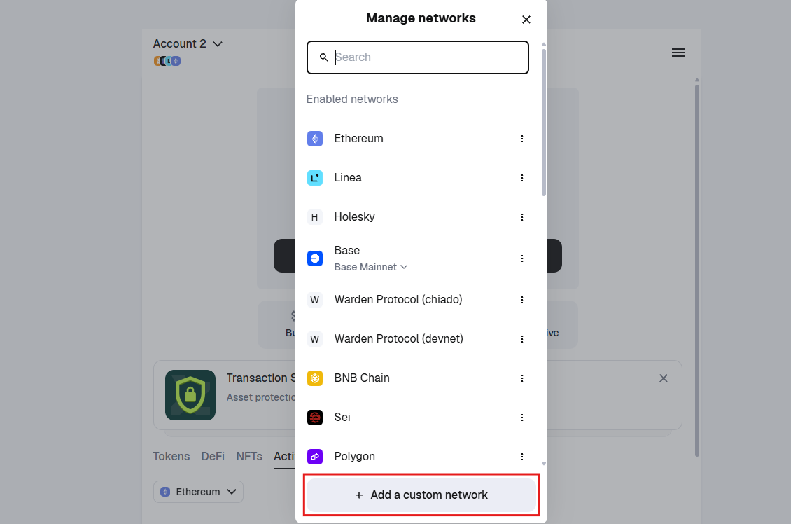 Add a custom network to MetaMask